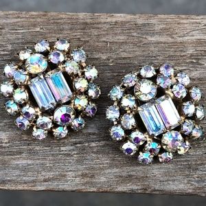 VINTAGE Aurora Borealis {CRYSTAL Earrings} Clips